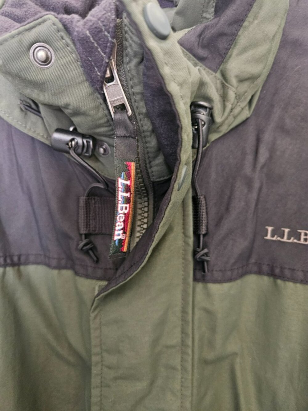 L.L.Bean Thinsulate Lite Loft Hooded Parka Jacket XL Green Black Winter Coat - Picture 7 of 16